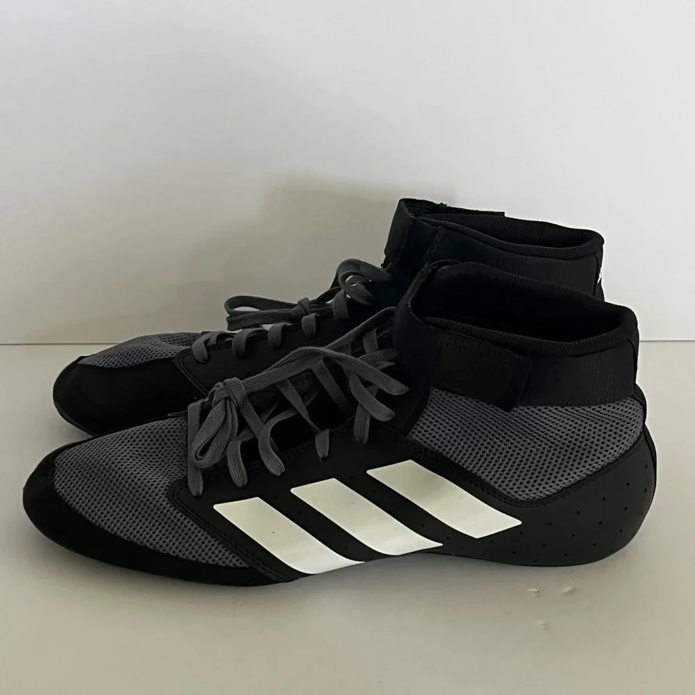 Adidas Mat Hog 2.0 Wrestling Shoes Men's 11.5 Black Gray White Athletic FZ5391